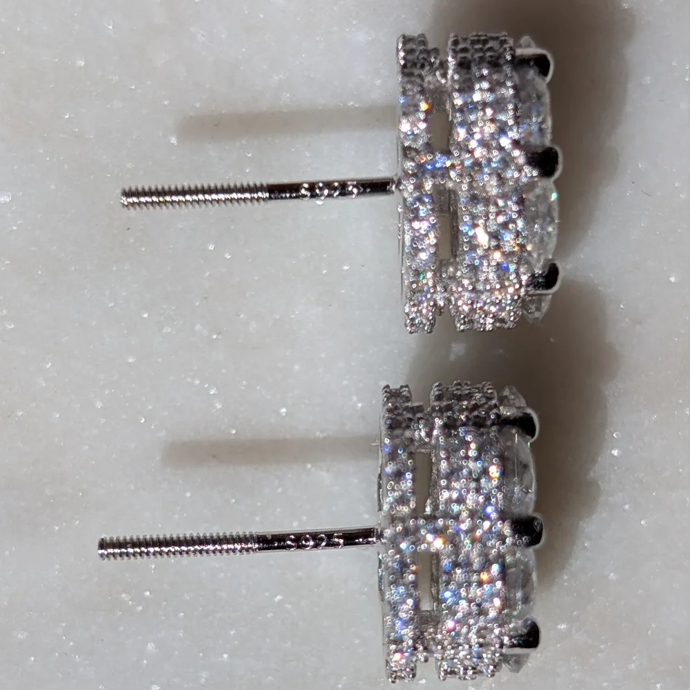 3ct Moissanite Flower Earrings In Sterling Silver 925 NWOT - Picture 6 of 11